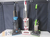 2 Bissell & 1 Shark Upright Vacuums