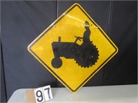 Metal Tractor Crossing Road Sign