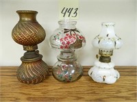 (3) Mini Gone With The Wind Kerosene Lamps