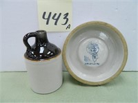 (2) Buckeye Pottery Pieces - 5" Jug & Water Base