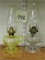 (2) Vintage Kerosene Finger Lamps - (1) Clear &