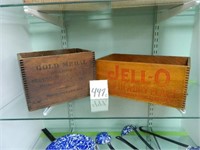 (2) Wood Advertising Boxes - Jell-O & Gold Medal