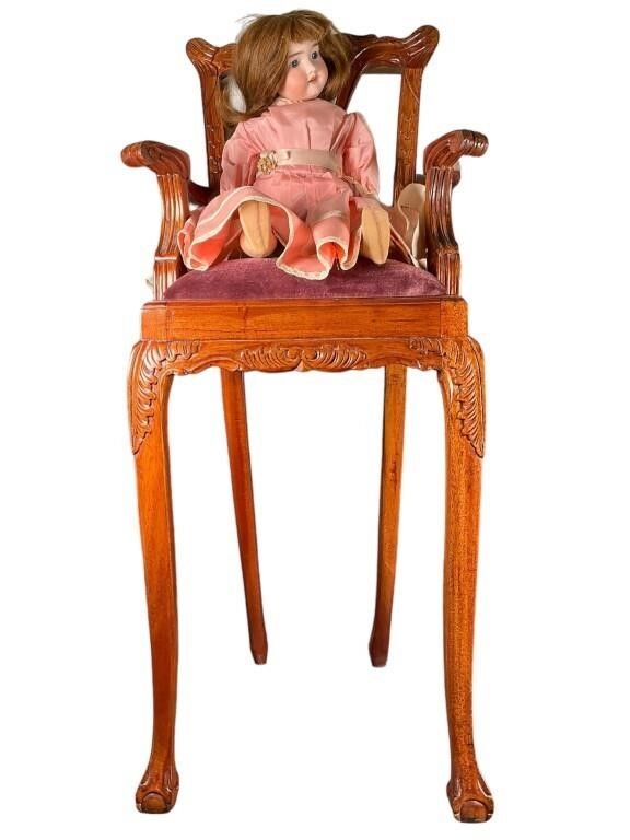 Armand Marseille Doll In Wood High Chair