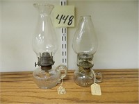 (2) Mini Clear Glass Finger Lamps - (1) Ribbed &