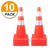 10pk 28" Traffic Cones w/ Reflective Strips
