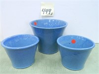 (3) Blue Pottery Bowls - (1) 7 1/2" & (2) 5 1/2"