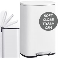 13 Gal Soft Close Trash Can  Shiny White 50L