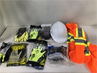 GLOVES, HARD HAT, VEST