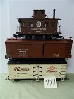 (3) G-Scale Trains - 2 Box Cars and Caboose