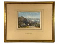 David Cox HILLY LANDSCAPE Framed Watercolor