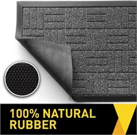 29x17 Natural Rubber Doormat, Gray Quatrefoil