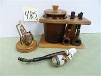 Vintage Smoking Pipes, Humidor & Pipe Set