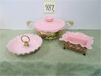 (3) California Pottery Pieces - Covered Casserole,