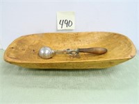 18 1/2" Wood Trench Bowl & Vintage Gilchrist  -