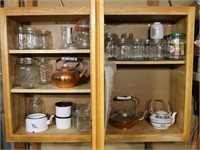 Contents of Shelf: Canning Jars and Teapots