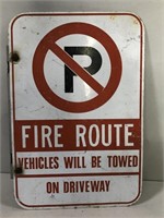 METAL DOUBLE SIDED FIRE ROUTE SIGN