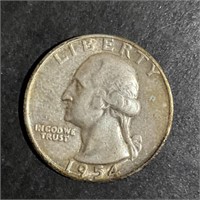 1954 WASHINGTON SILVER QUARTER