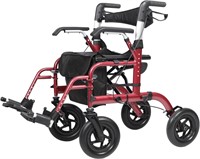 ELENKER Rollator & Chair  10" Wheels  Red