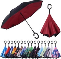 Inverted Umbrella  Windproof  Wine Red-1