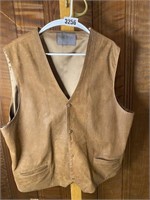 XL Maybo Leather Vest Lined Snap Closure