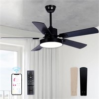 52" Black Ceiling Fan with Lights  Remote