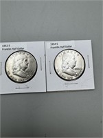 1952-S, 1954-S Franklin Silver Half Dollars