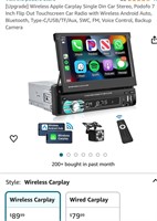 Wireless Apple Carplay Single Din Car Stereo
