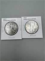 2 1944-S Walking Liberty Silver Half Dollars