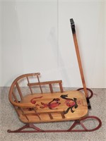 VINTAGE CHILD'S SLEIGH WITH METAL RUNNERS
