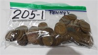 100) Unsorted Wheat Pennies