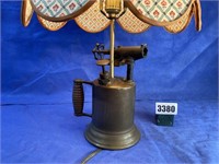 Brass Torch Lamp w/Floral Print Shade, 20"T