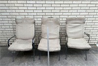 3 Metal Patio Chairs w/Cushions