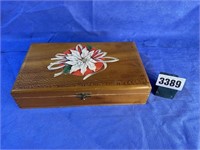 Cigar Box w/Poinsetta 11.5"W X 6.75"D X 2.5"T