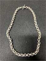 Sterling Silver Heavy 19" Round Link Toggle Chain