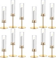 Hushee 12pc Gold Candlestick Holder Set