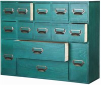 Blue Apothecary Cabinet  14 Drawers  Large20"