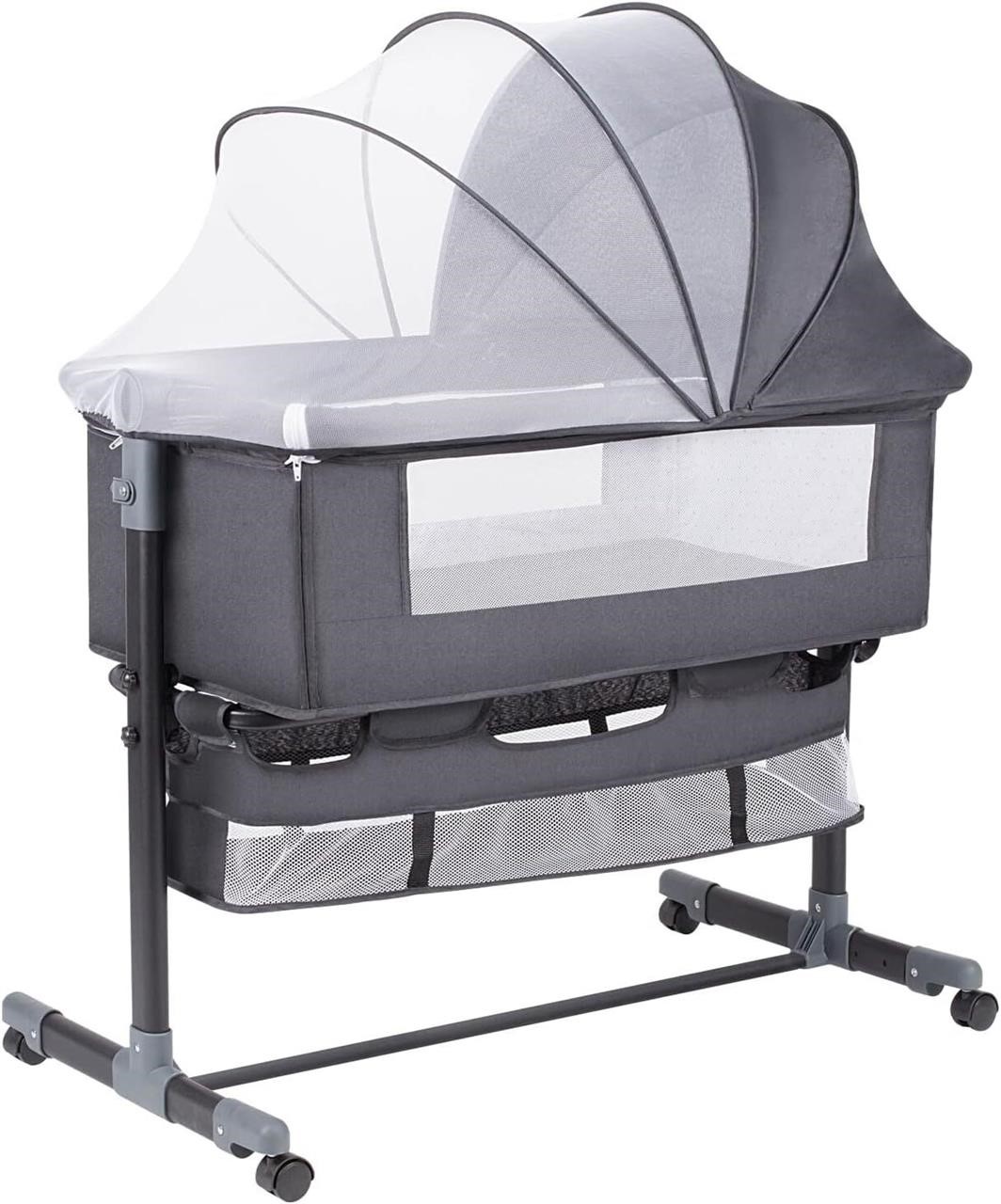 GoFirst Baby Bassinet  Adjustable  Grey