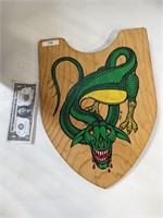 Vtg wooden dragon shield
