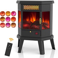 24'' Electric Fireplace Heater  3D  Black