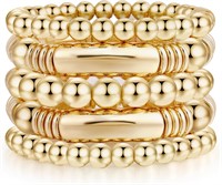 Gold Bangles Bracelet for Women Chunky Curved Stac