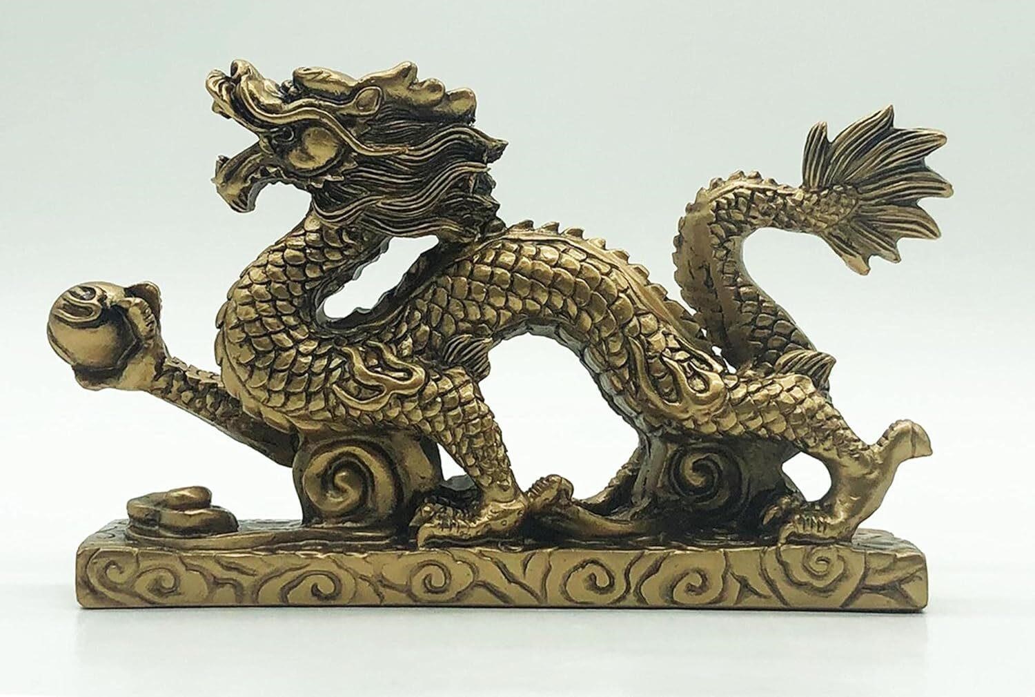 Brass Feng Shui Dragon Figurine for Success