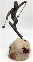 Curtis Jere Style Bronze Skier Sculpture
