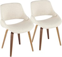 Fabrico 26 in. Walnut/Cream Fabric Chairs 2pk