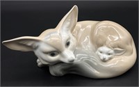 Lladro Fox and Cub Porcelain Figure