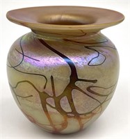 Signed Peter Vanderlaan Art Glass Vase