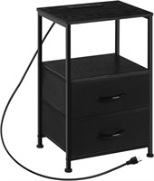 New $55--1 Black Nightstand with Charging Station