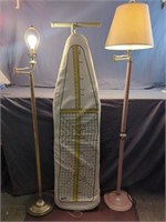 2 Vintage Extending Lamps & Ironing Table with