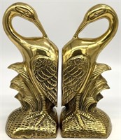 Lacquered Brass Crane Bookends