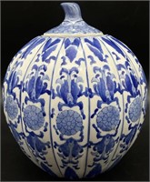 Chinese Blue & White Porcelain Pumpkin