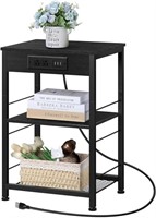 Black Nightstand Bedroom 3 Tier End Table